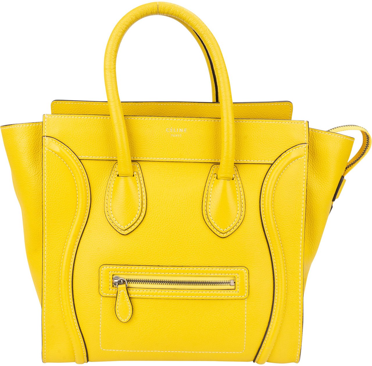 Celine Celine Yellow Leather Luggage Handbag Geel