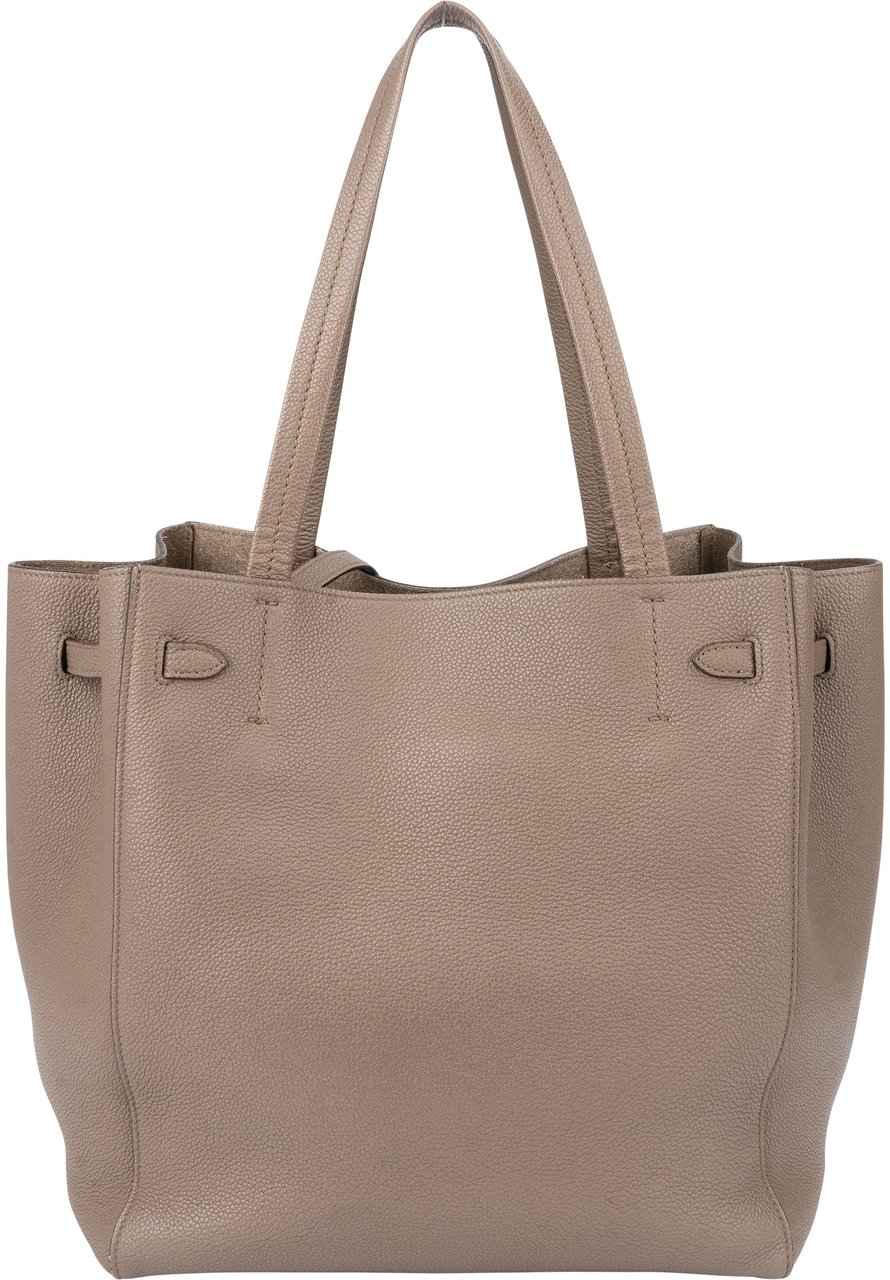 Celine Céline Taupe Leather Phantom Handbag Bruin