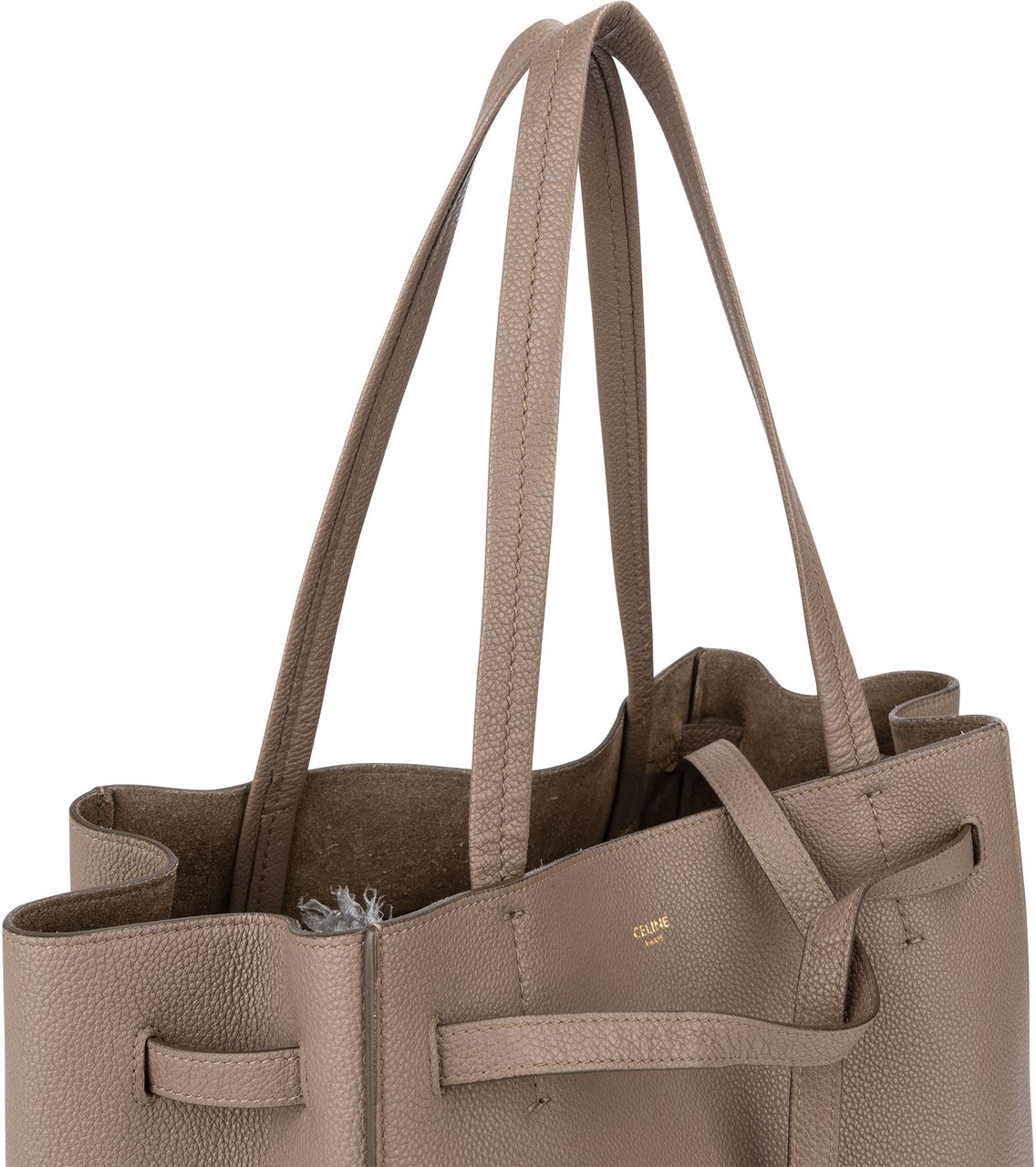 Celine Céline Taupe Leather Phantom Handbag Bruin