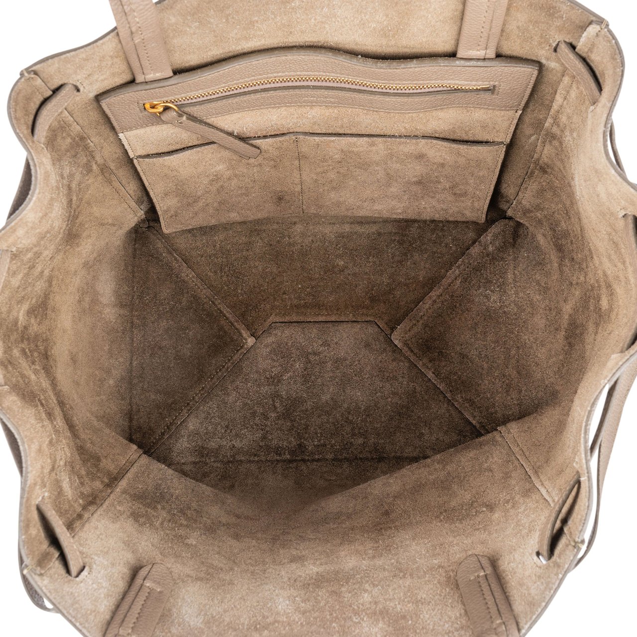 Celine Céline Taupe Leather Phantom Handbag Bruin