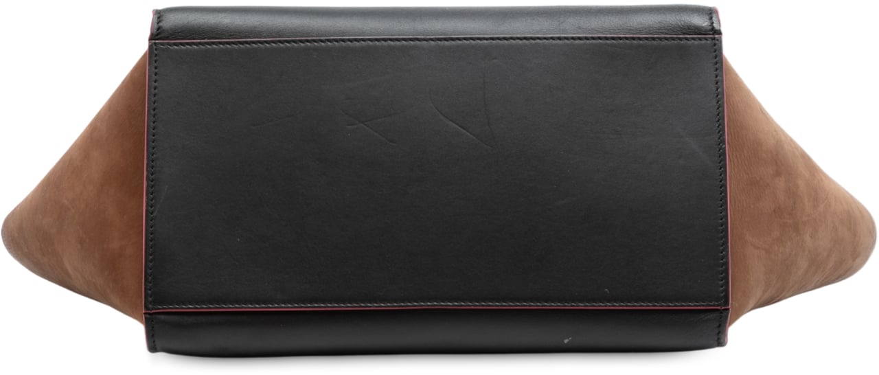 Celine Small Tricolor Calfskin and Suede Trapeze Satchel Zwart