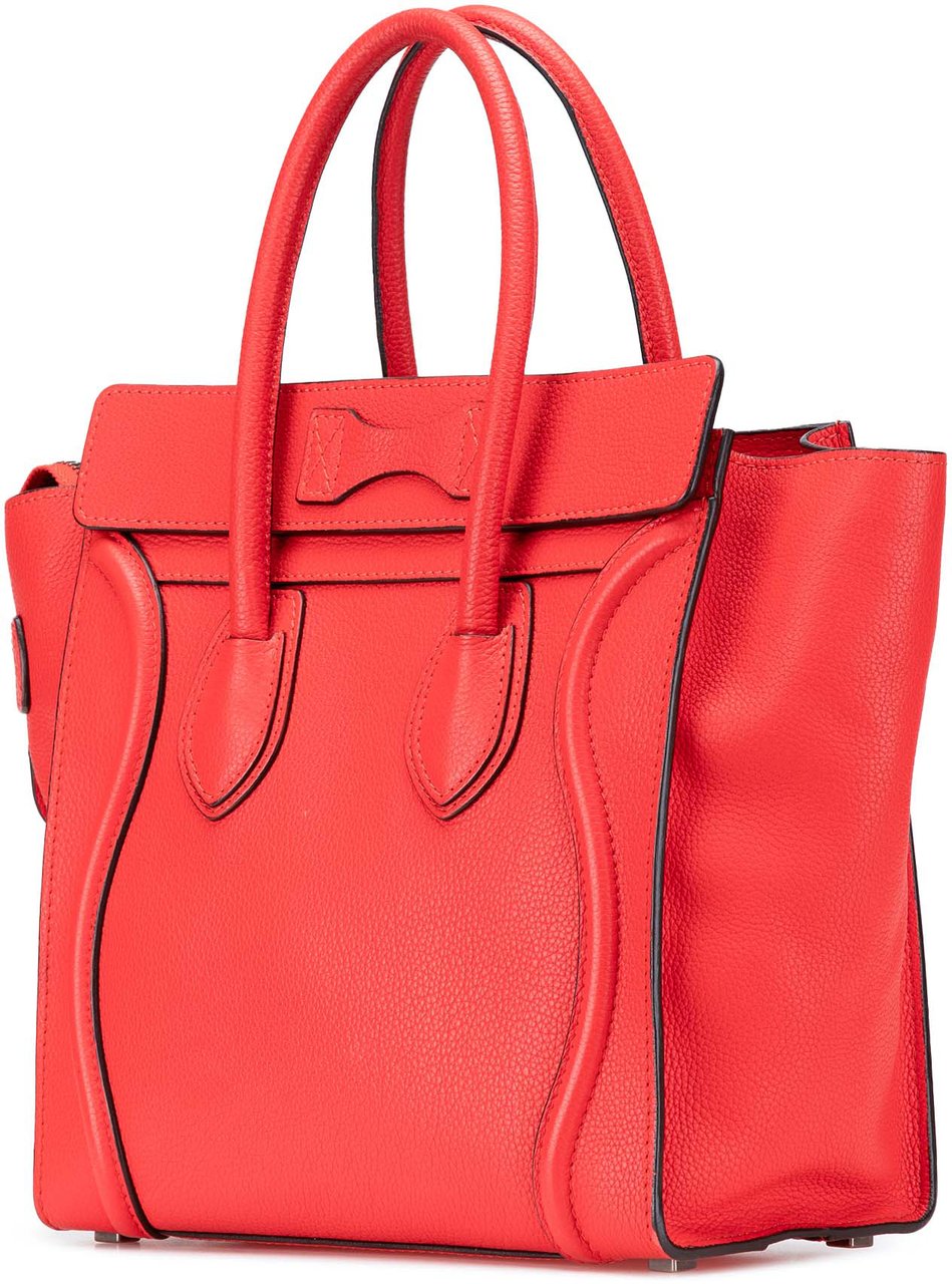 Celine Micro Calfskin Luggage Tote Rood