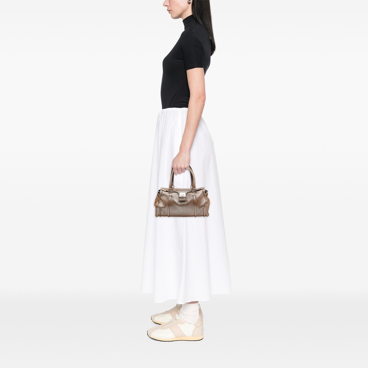 Celine Shimmer Leather Front Flap Shoulder Bag Bruin