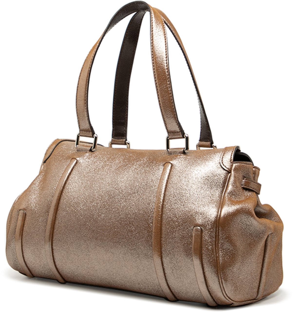 Celine Shimmer Leather Front Flap Shoulder Bag Bruin