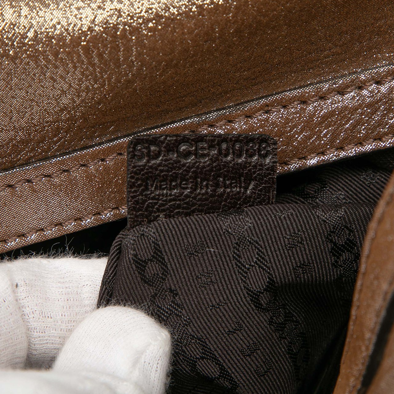 Celine Shimmer Leather Front Flap Shoulder Bag Bruin