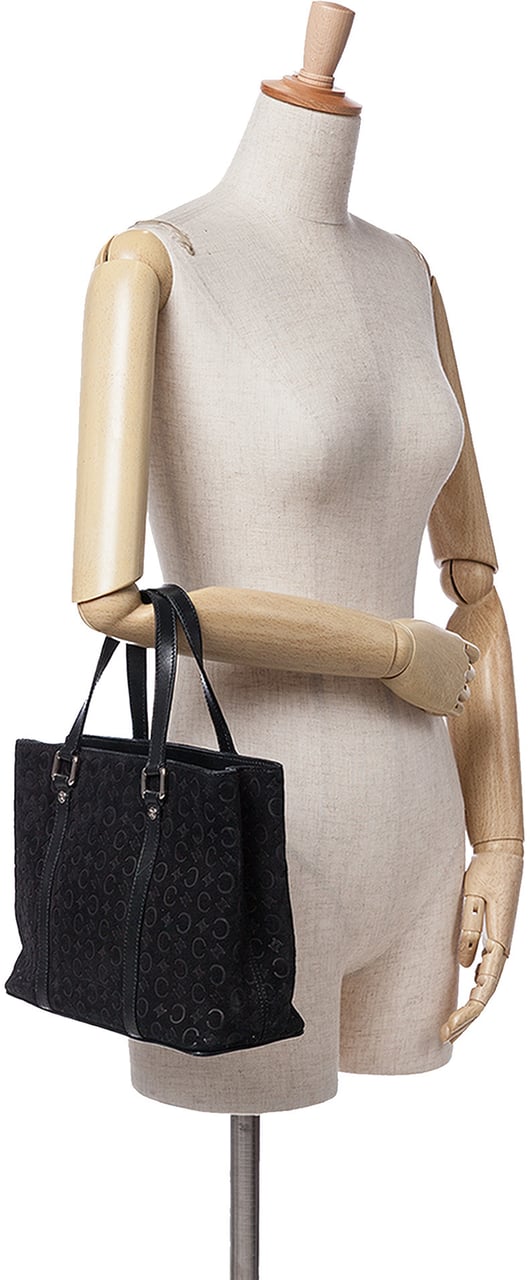 Celine C Macadam Suede Handbag Zwart