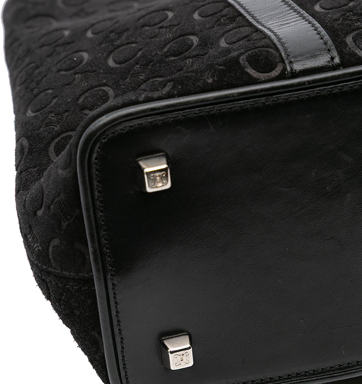 Celine C Macadam Suede Handbag Zwart