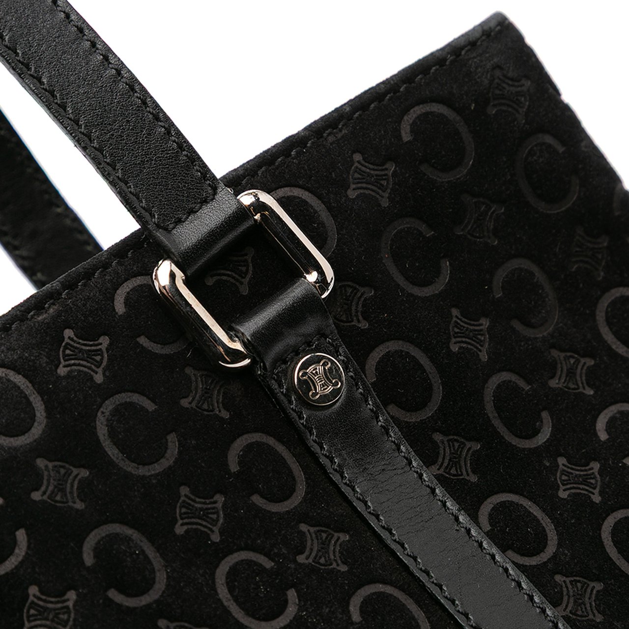 Celine C Macadam Suede Handbag Zwart