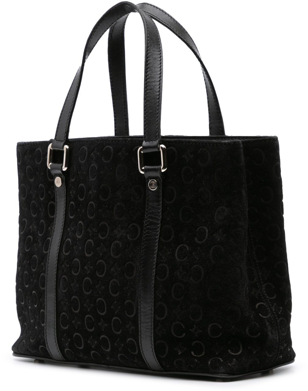 Celine C Macadam Suede Handbag Zwart