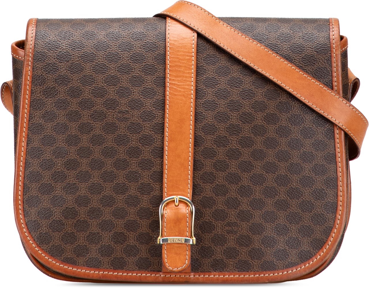 Celine Macadam Coated Canvas Crossbody Bruin