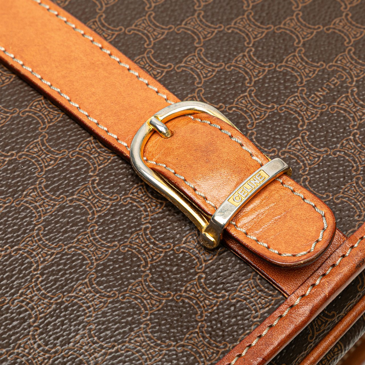 Celine Macadam Coated Canvas Crossbody Bruin