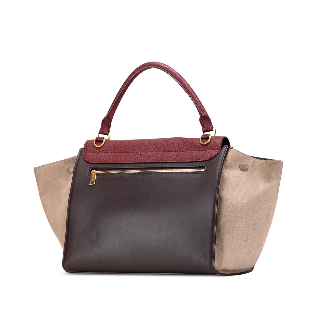 Celine Medium Tricolor Leather Trapeze Satchel Bruin