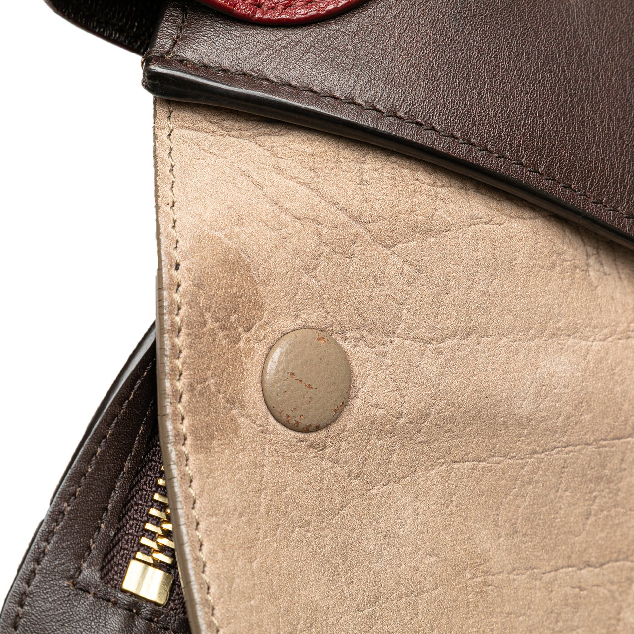 Celine Medium Tricolor Leather Trapeze Satchel Bruin