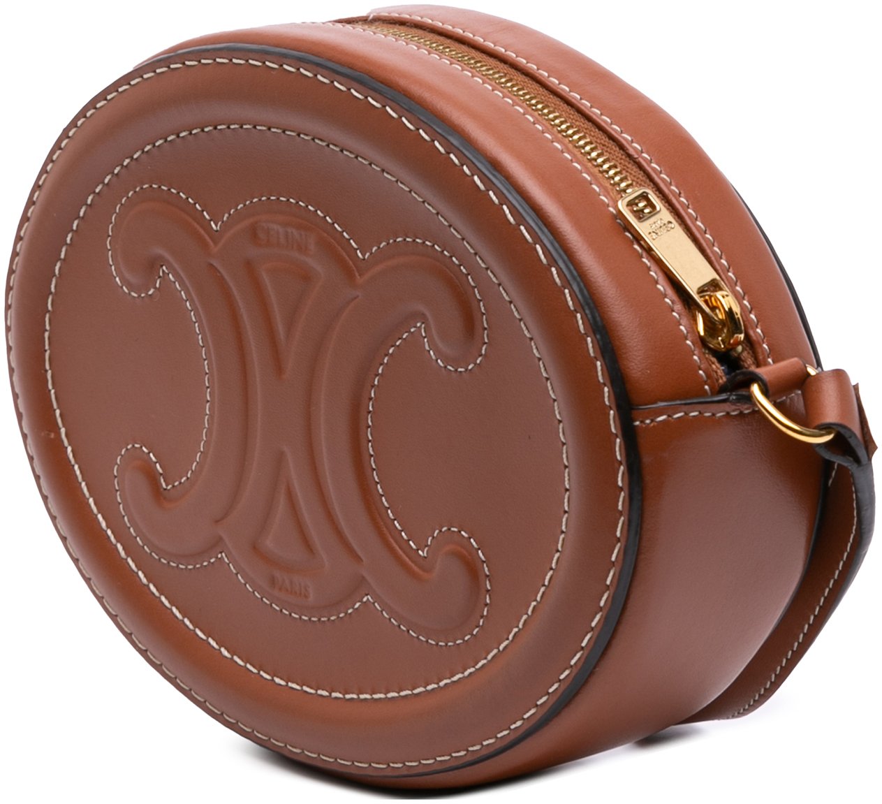 Celine Small Calfskin Cuir Triomphe Oval Crossbody Bruin