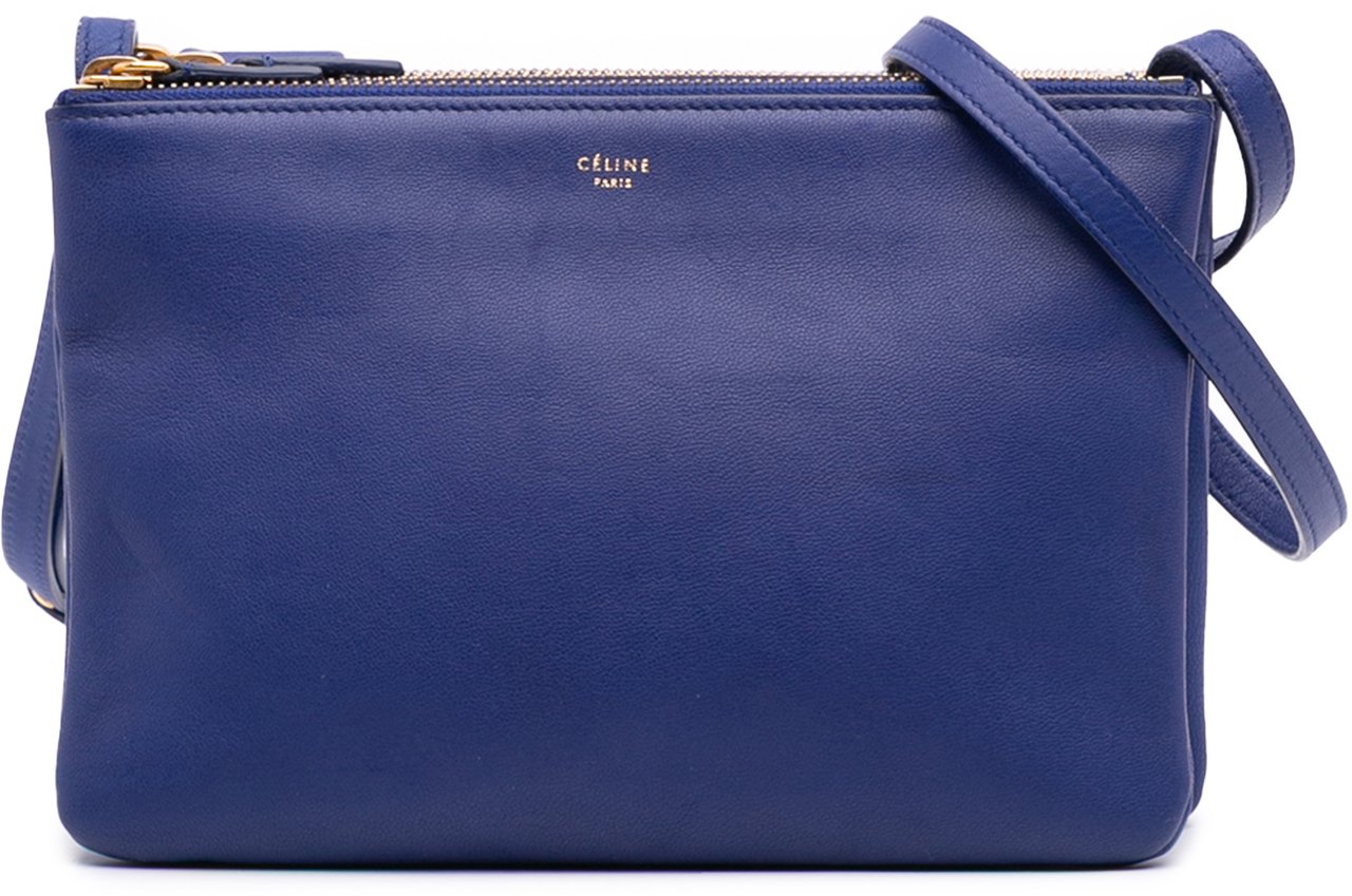 Celine Small Lambskin Trio Crossbody Blauw