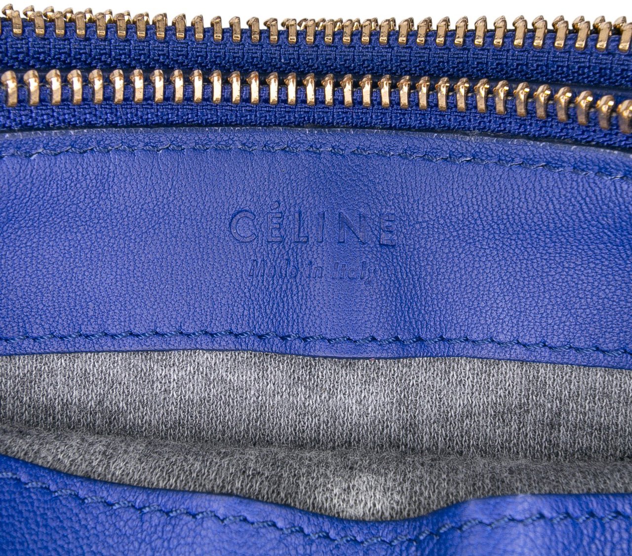Celine Small Lambskin Trio Crossbody Blauw