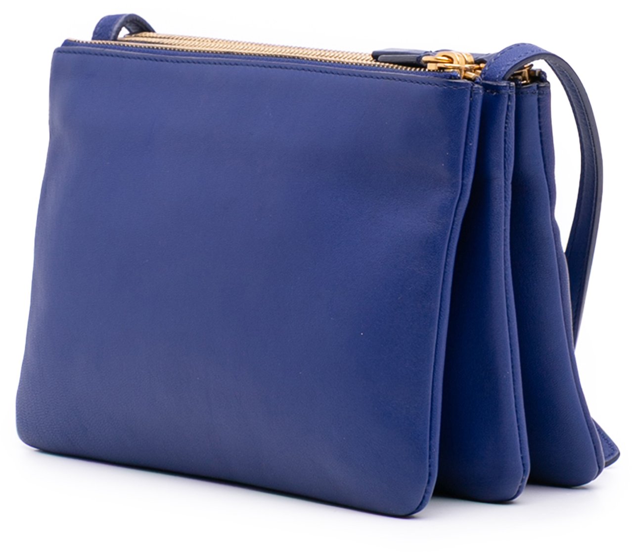 Celine Small Lambskin Trio Crossbody Blauw
