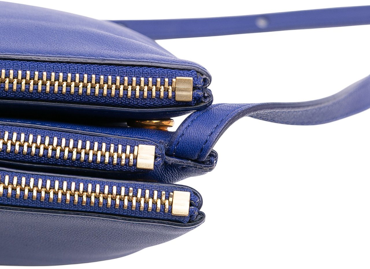 Celine Small Lambskin Trio Crossbody Blauw