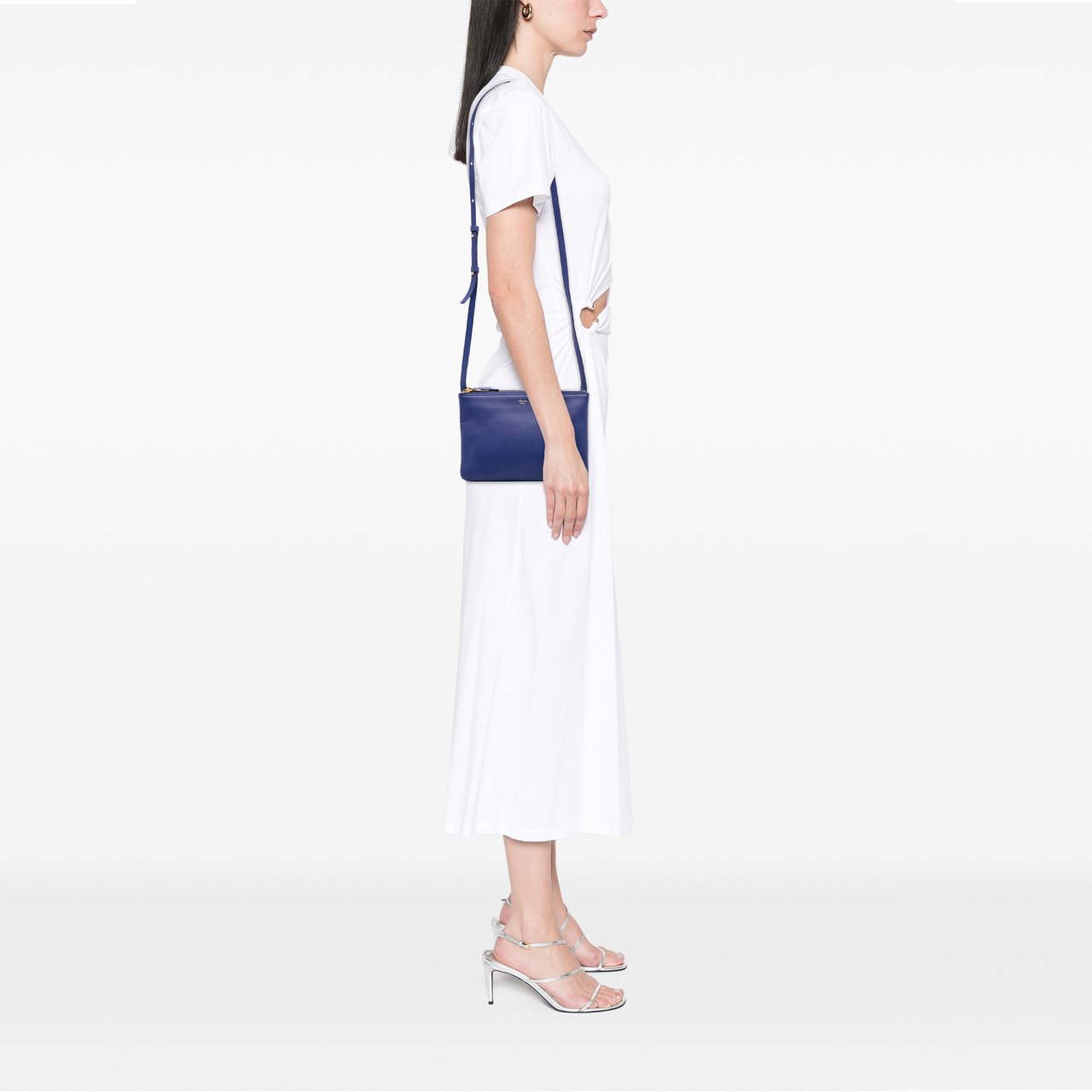 Celine Small Lambskin Trio Crossbody Blauw