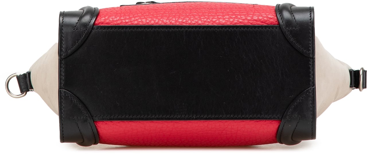 Celine Nano Tricolor Nubuck and Calfskin Luggage Tote Rood