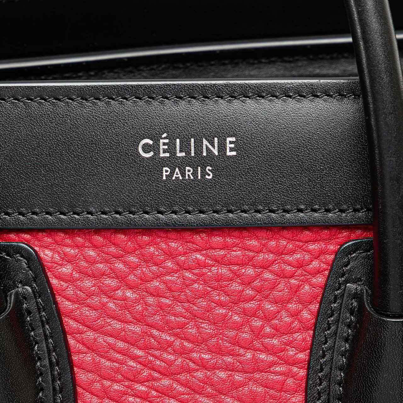 Celine Nano Tricolor Nubuck and Calfskin Luggage Tote Rood