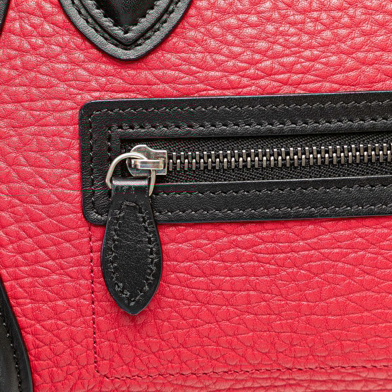 Celine Nano Tricolor Nubuck and Calfskin Luggage Tote Rood
