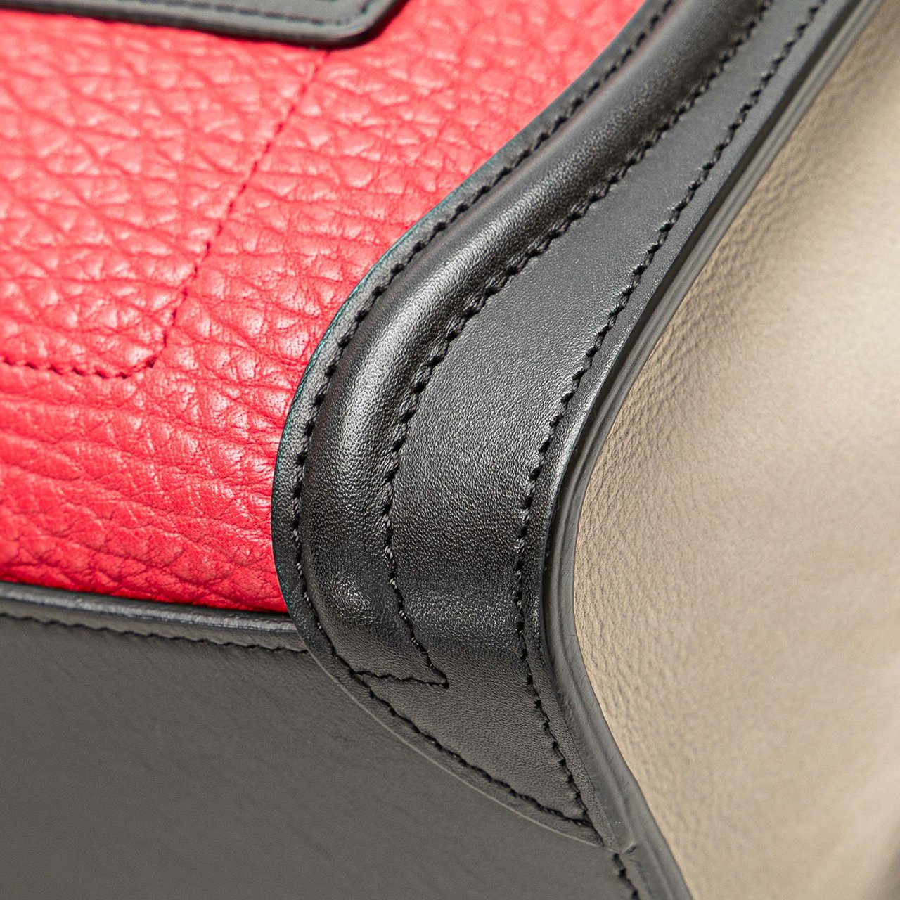 Celine Nano Tricolor Nubuck and Calfskin Luggage Tote Rood