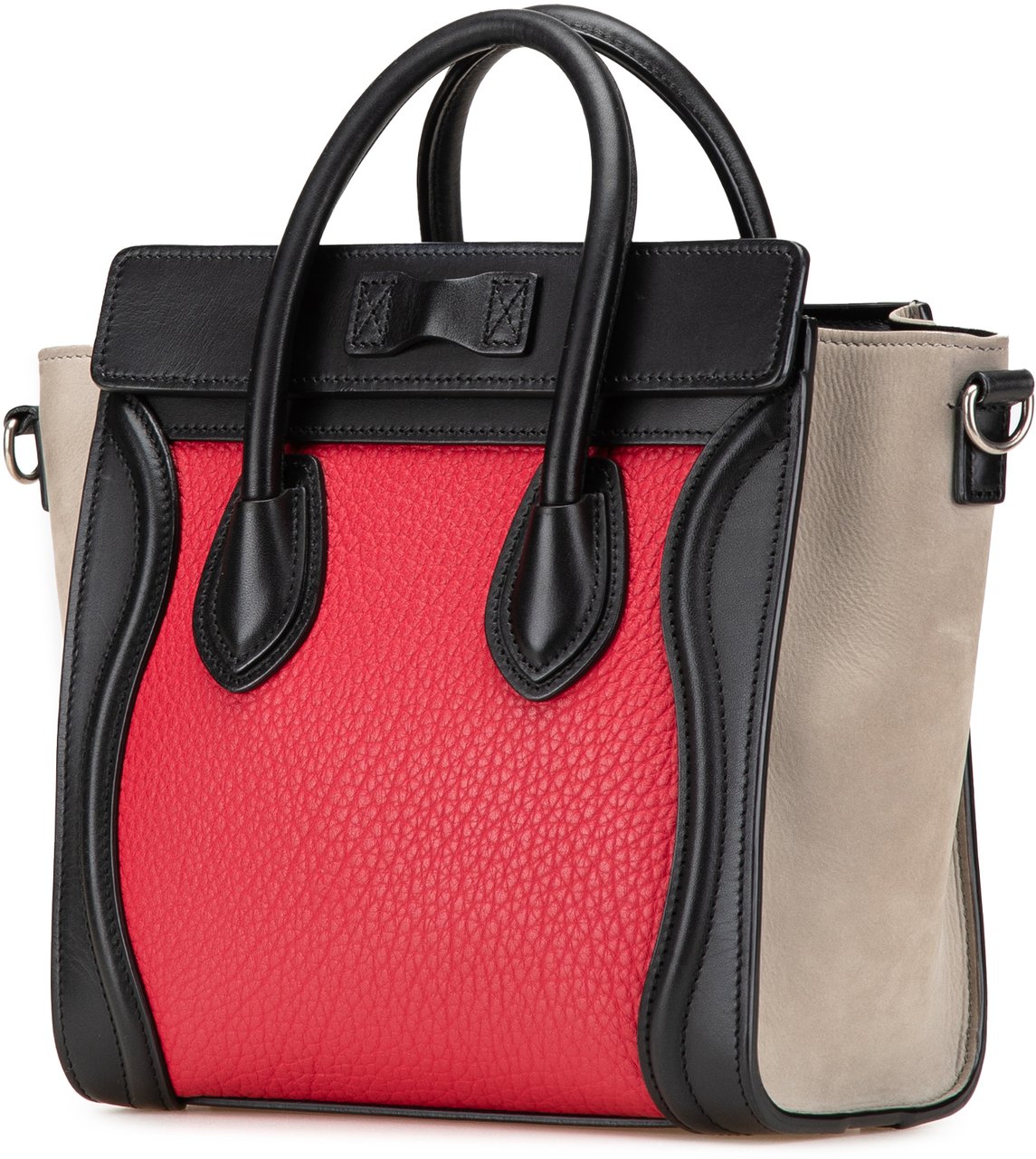Celine Nano Tricolor Nubuck and Calfskin Luggage Tote Rood