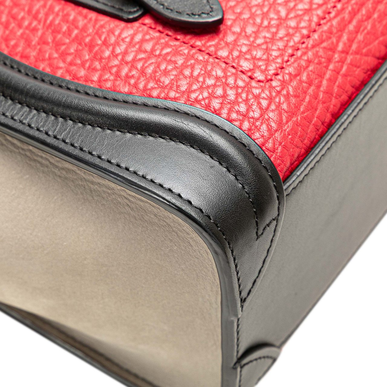 Celine Nano Tricolor Nubuck and Calfskin Luggage Tote Rood