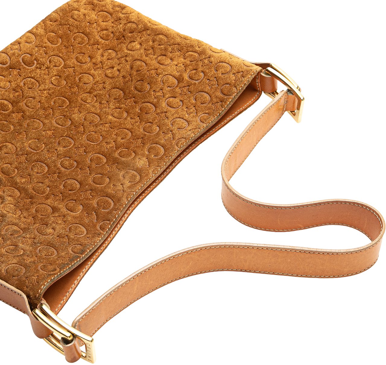 Celine C Macadam Suede Shoulder Bag Bruin