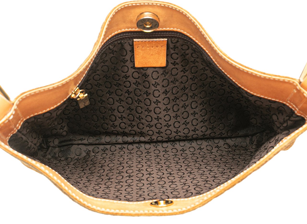 Celine C Macadam Suede Shoulder Bag Bruin