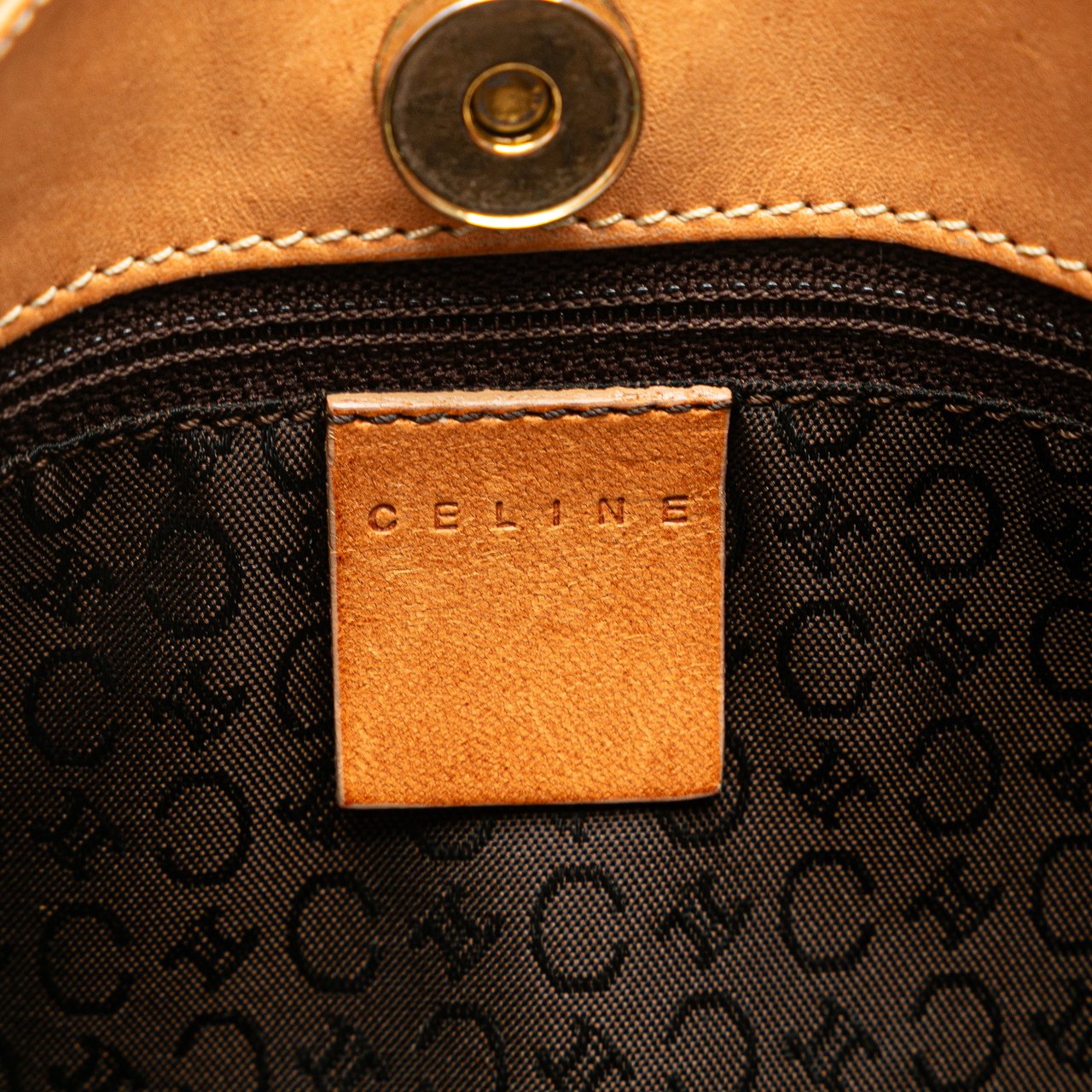 Celine C Macadam Suede Shoulder Bag Bruin