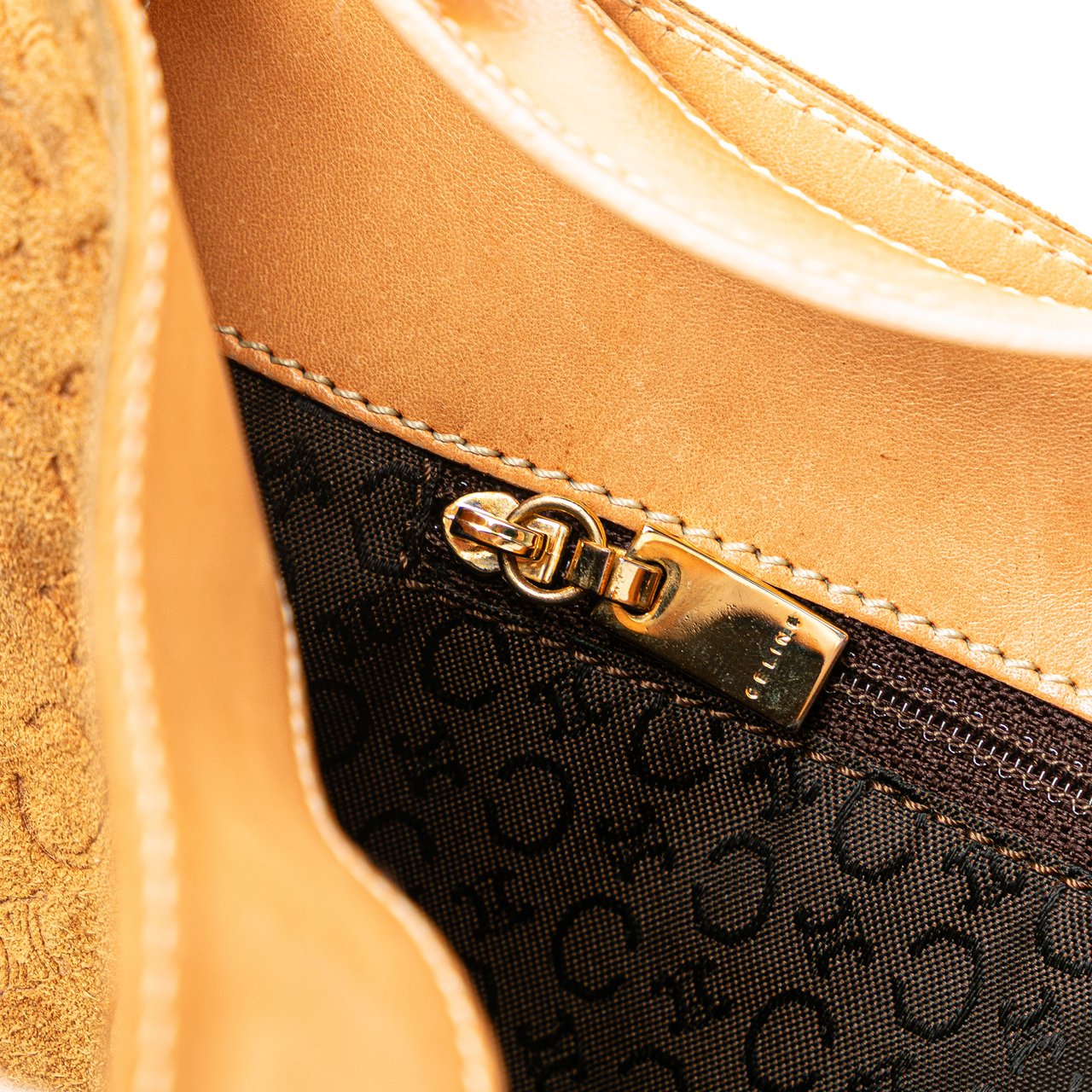 Celine C Macadam Suede Shoulder Bag Bruin