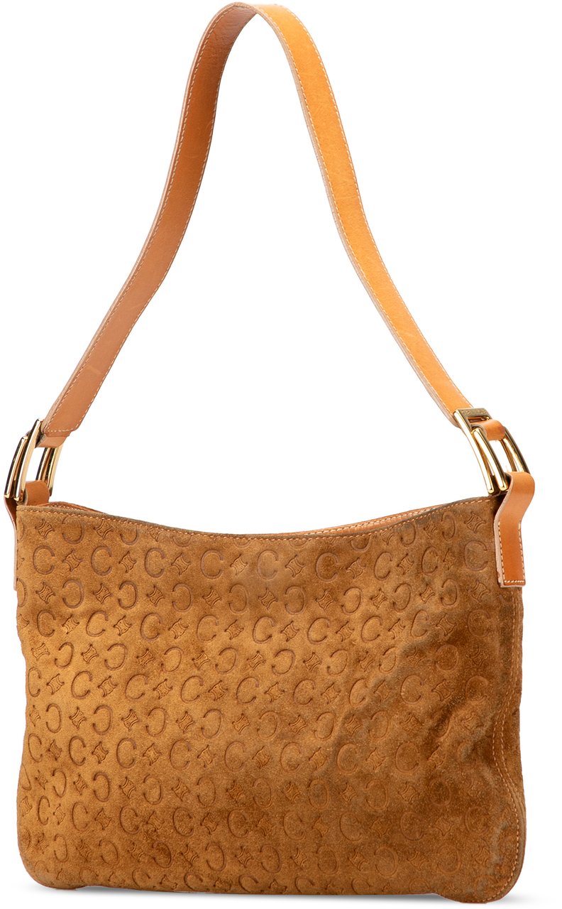 Celine C Macadam Suede Shoulder Bag Bruin