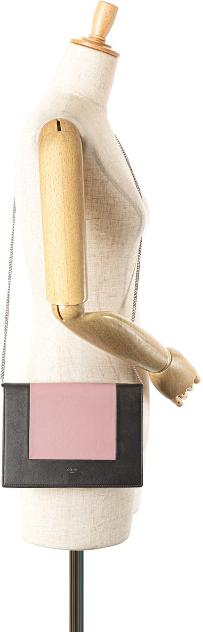 Celine Leather Frame Wallet on Chain Roze