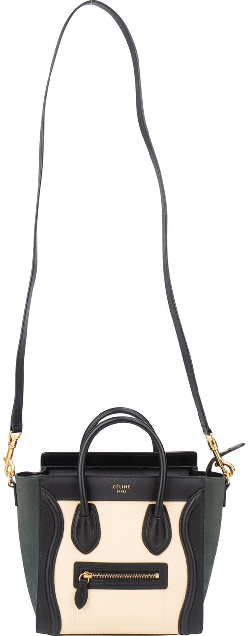 Celine Céline Tricolor Leather Luggage Handbag Zwart