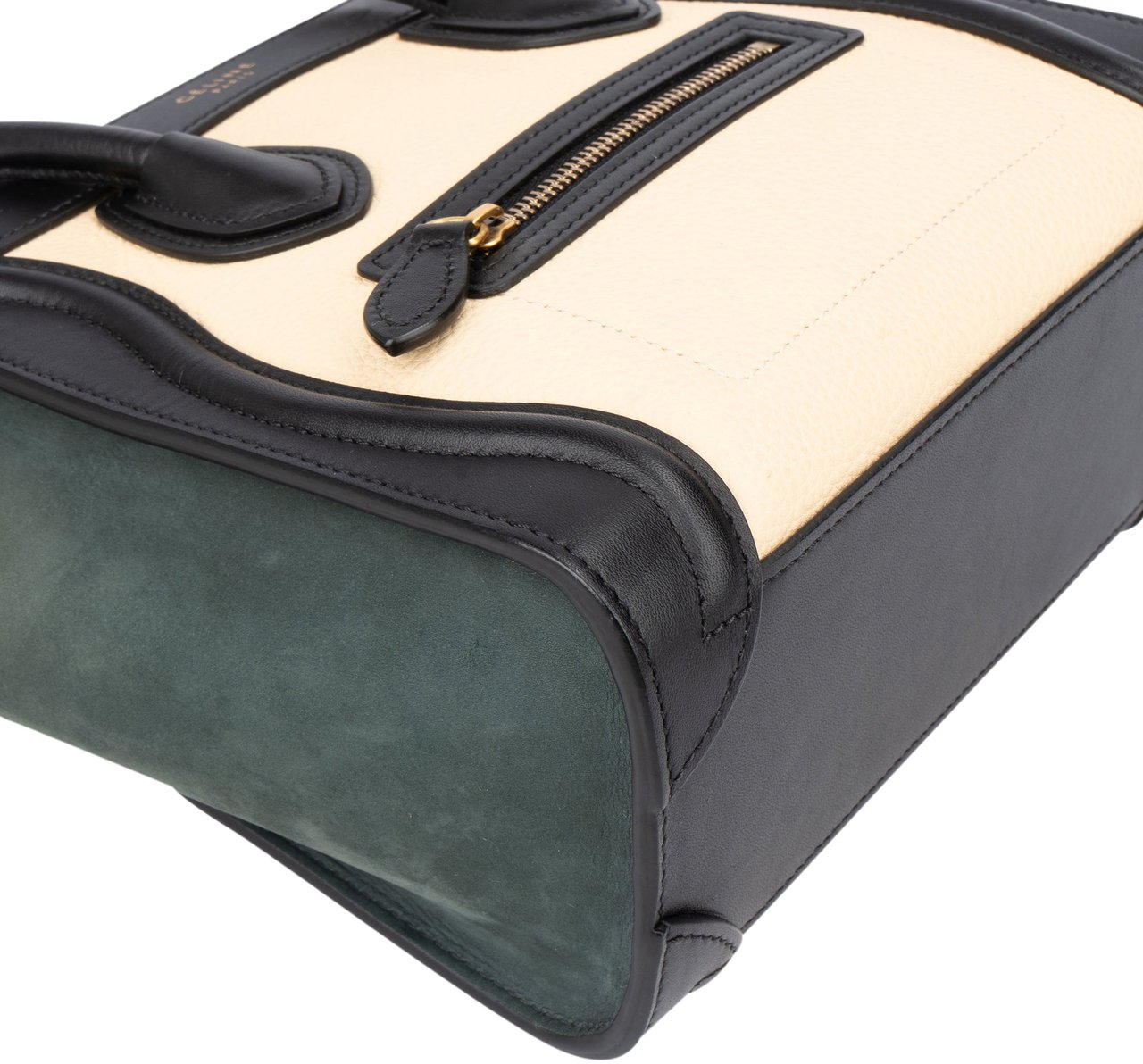 Celine Céline Tricolor Leather Luggage Handbag Zwart