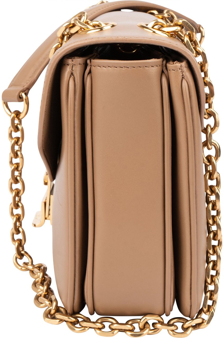 Celine Céline Leather C Chain Crossbody Bag Bruin