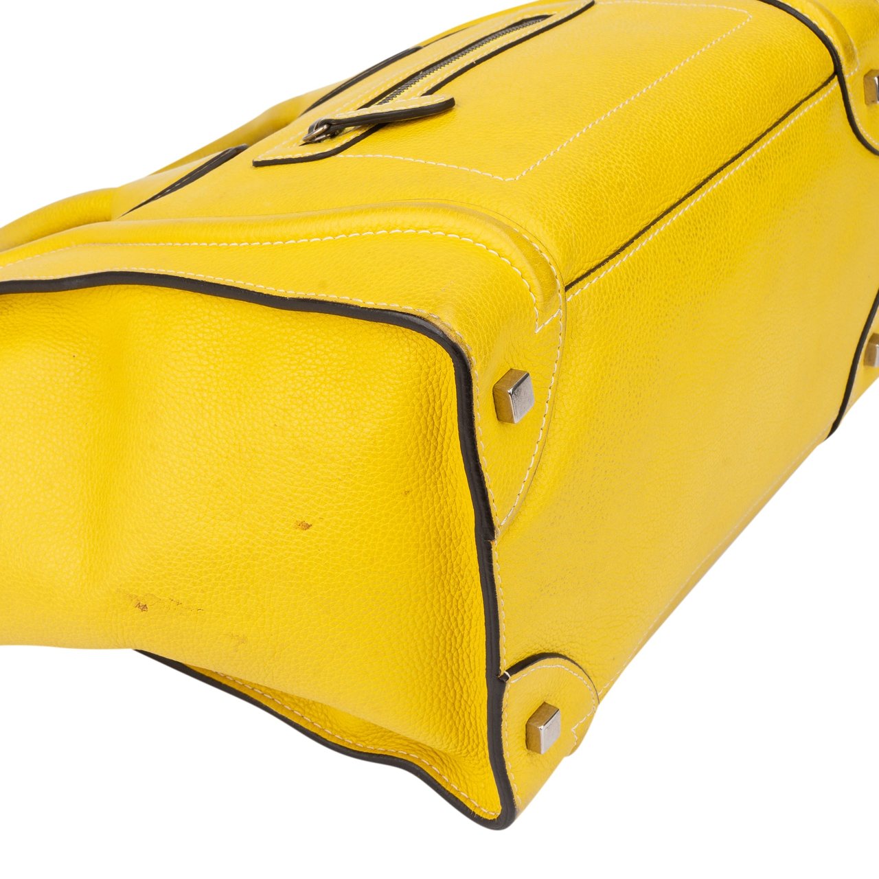 Celine Céline Yellow Leather Luggage Handbag Geel