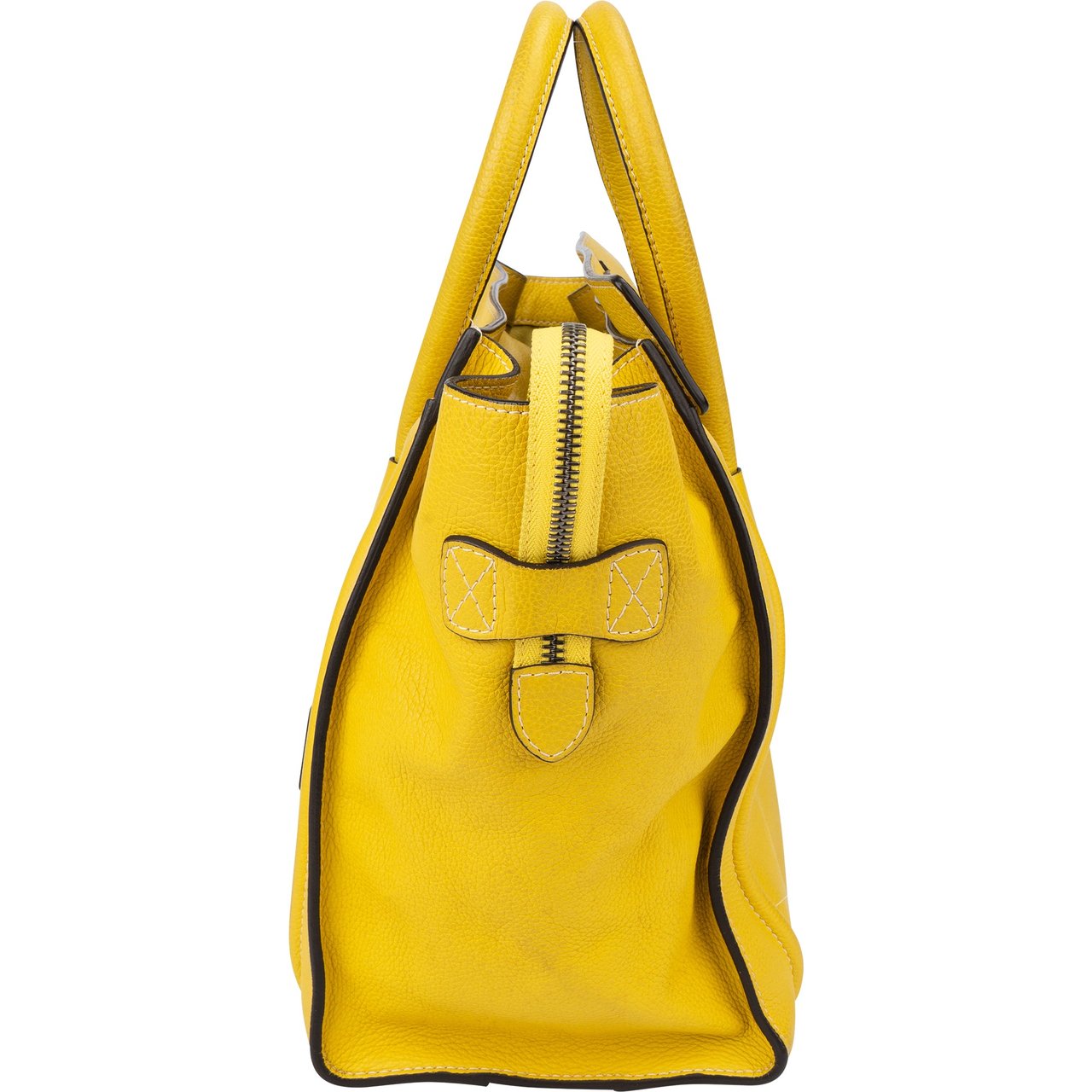 Celine Céline Yellow Leather Luggage Handbag Geel
