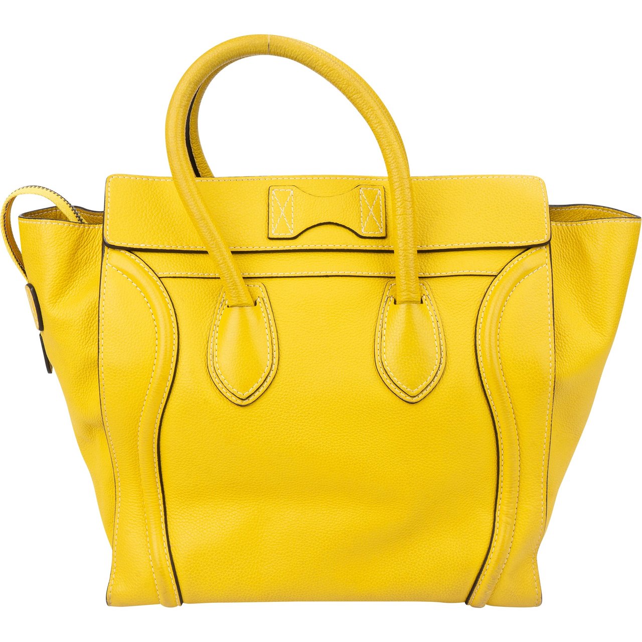 Celine Céline Yellow Leather Luggage Handbag Geel