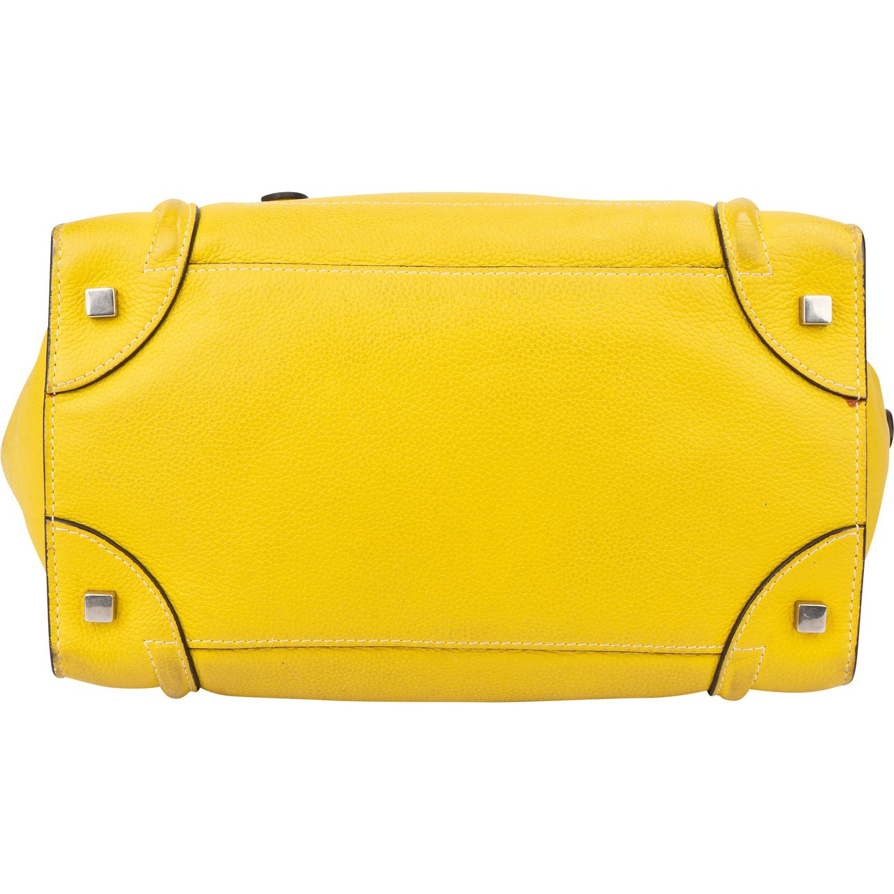 Celine Céline Yellow Leather Luggage Handbag Geel