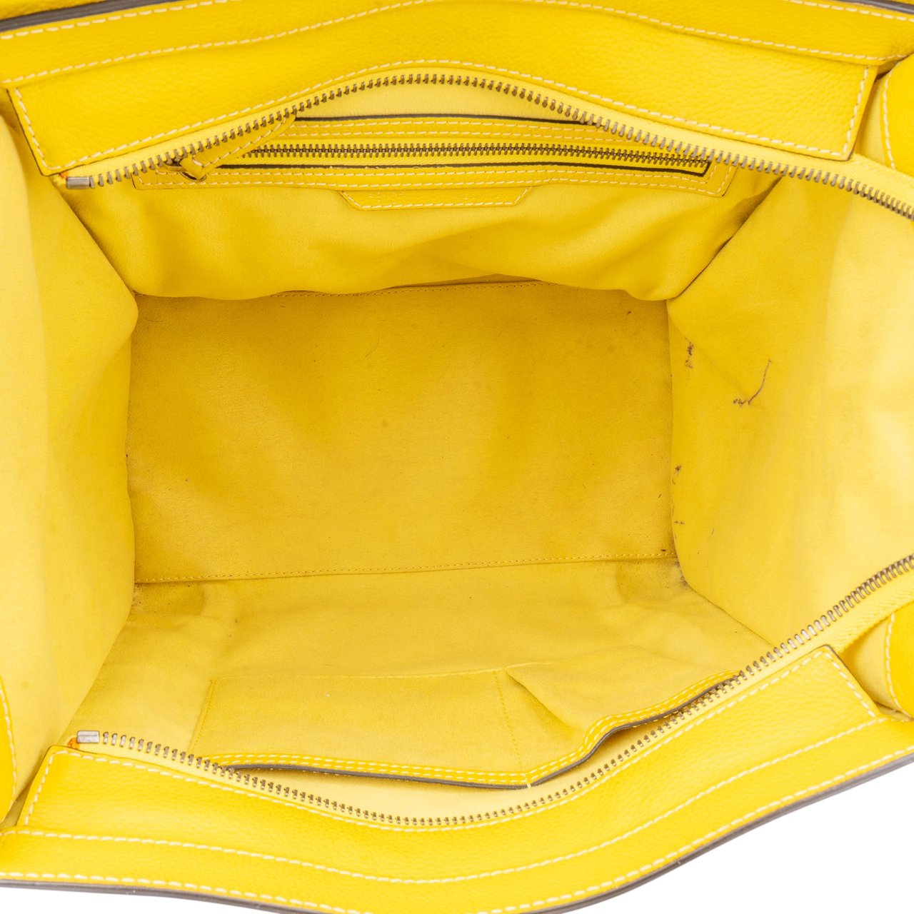 Celine Céline Yellow Leather Luggage Handbag Geel
