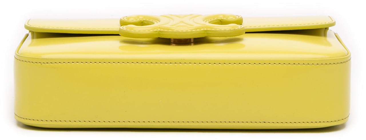 Celine Shiny Calfskin Claude Chain Shoulder Bag Geel