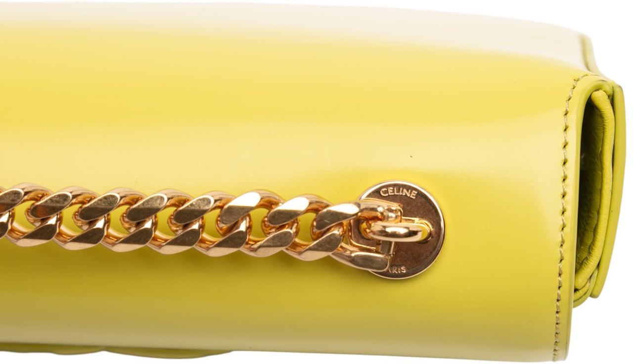 Celine Shiny Calfskin Claude Chain Shoulder Bag Geel