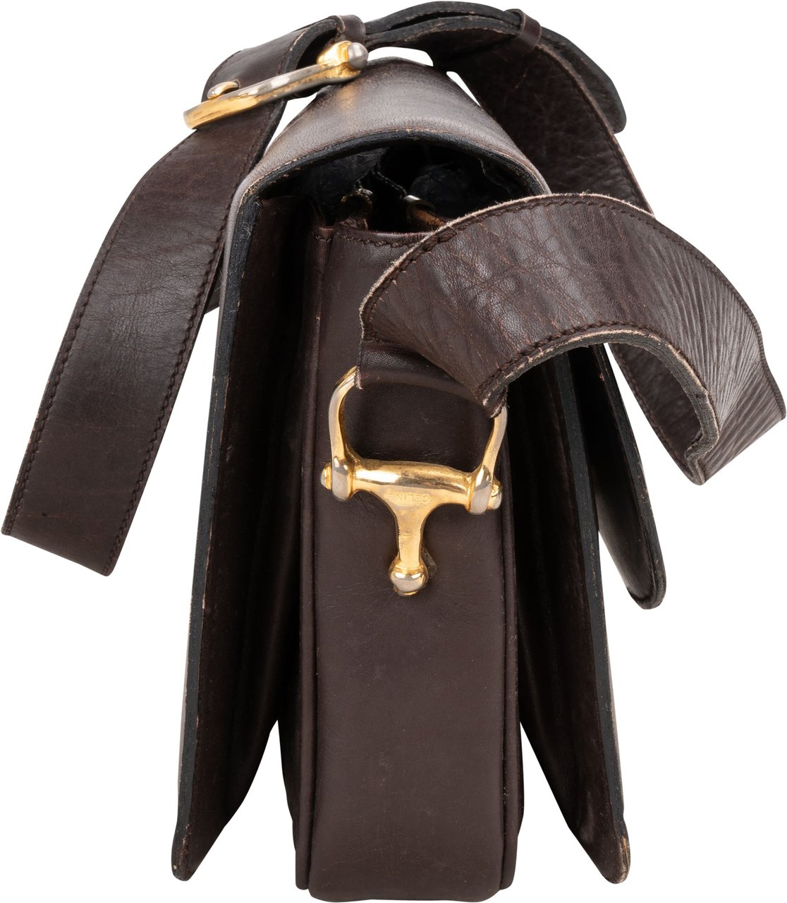 Celine Céline Brown Leather Triomphe Crossbody Bag Bruin