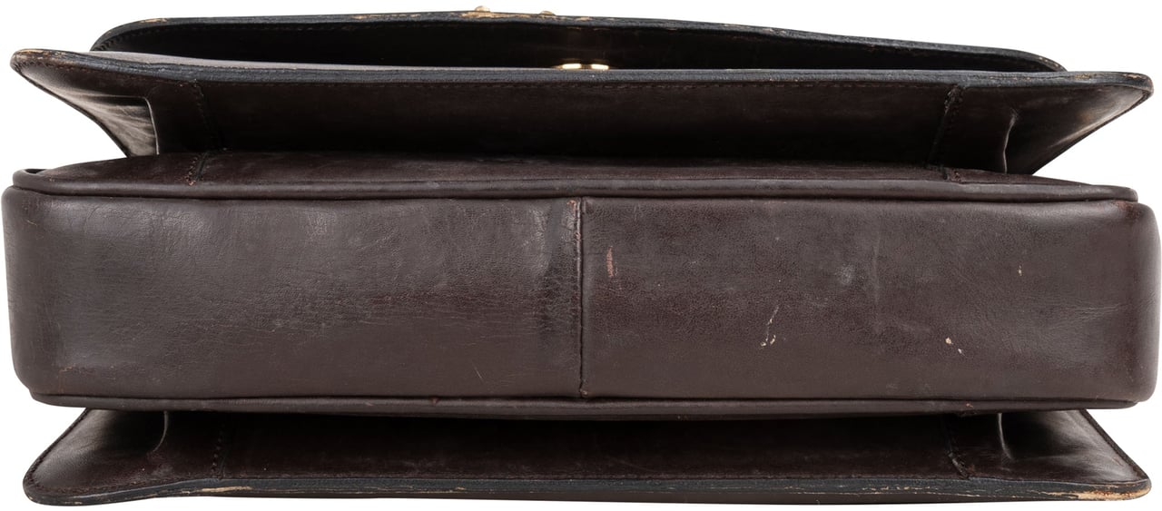 Celine Céline Brown Leather Triomphe Crossbody Bag Bruin