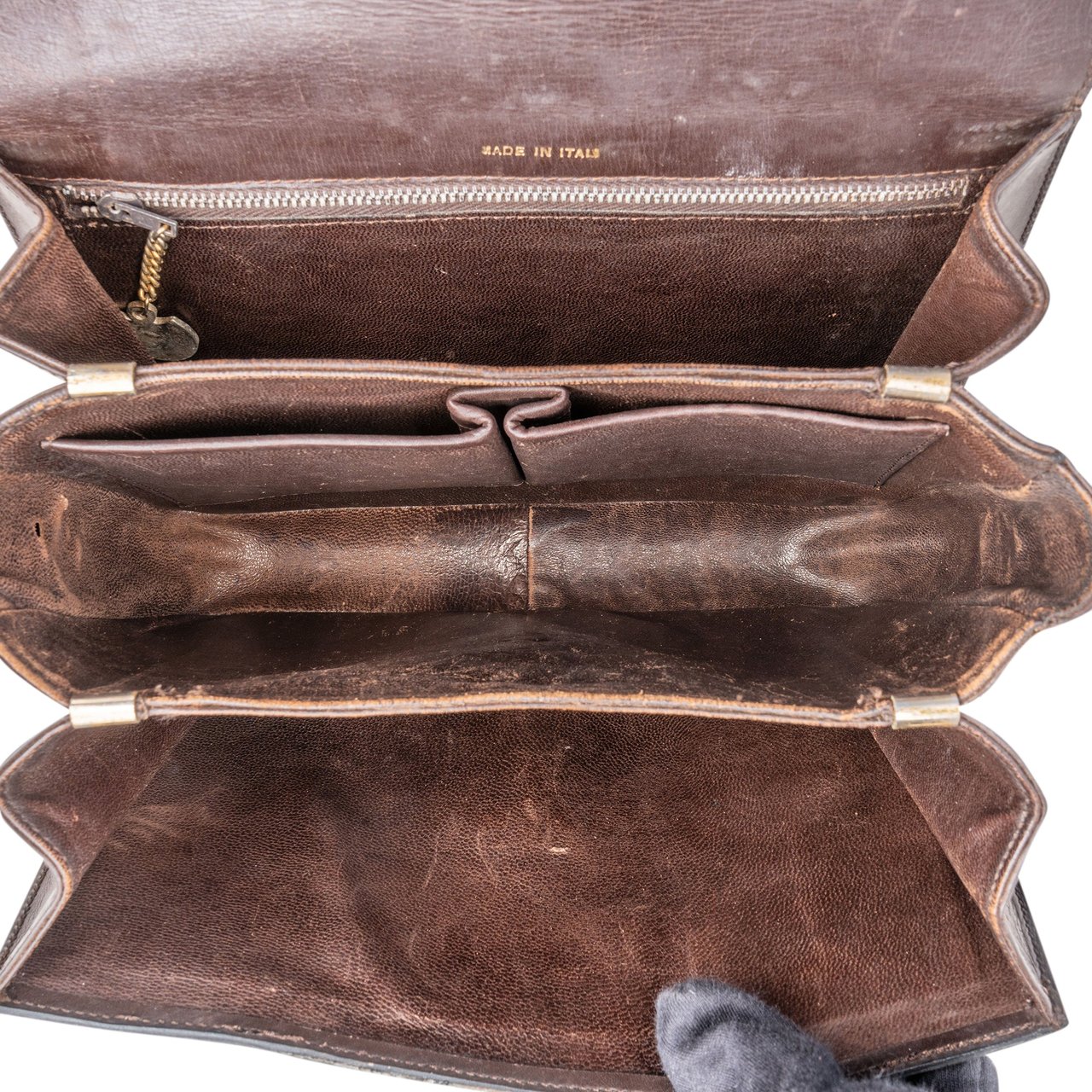 Celine Céline Brown Leather Triomphe Crossbody Bag Bruin