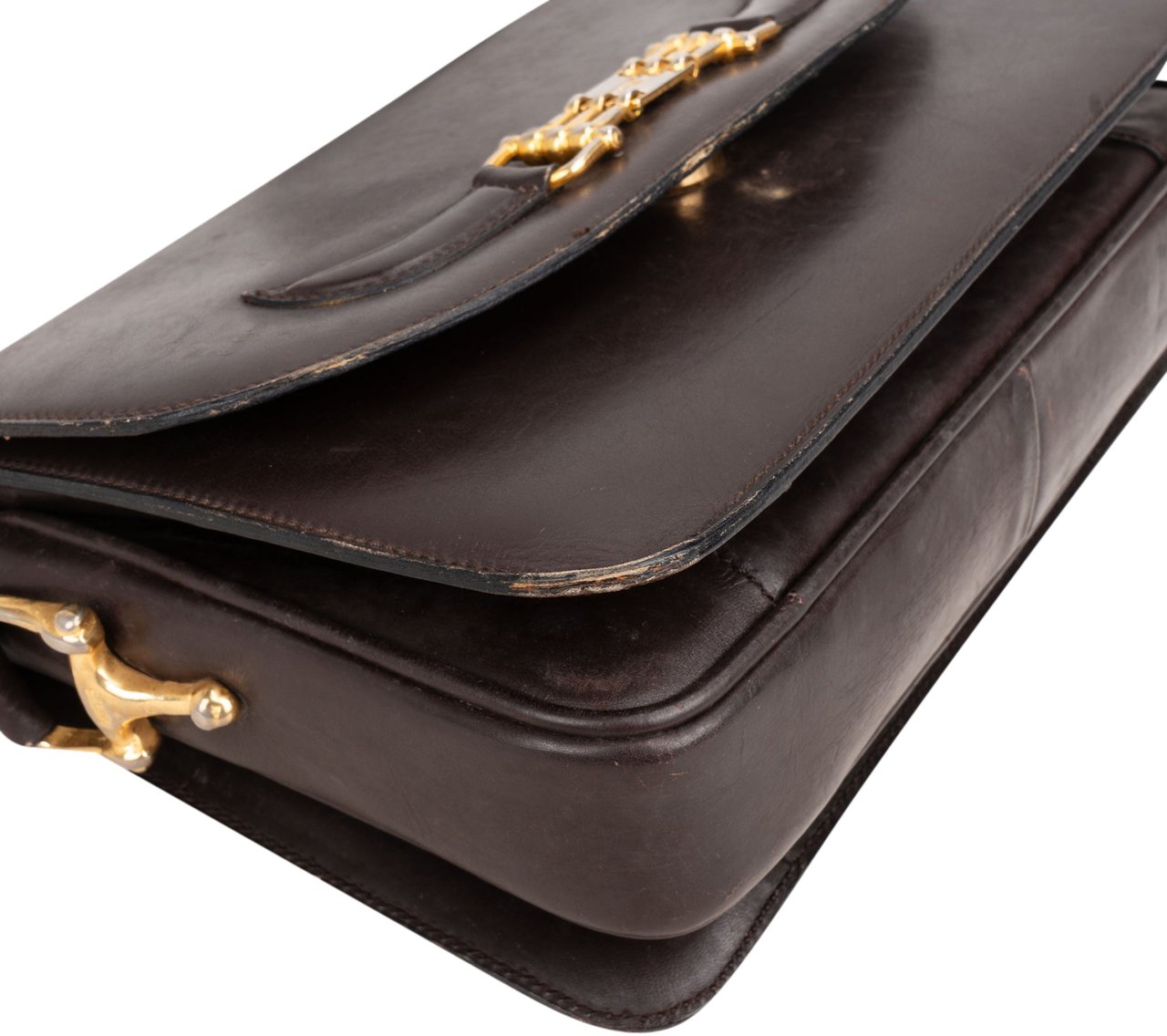 Celine Céline Brown Leather Triomphe Crossbody Bag Bruin