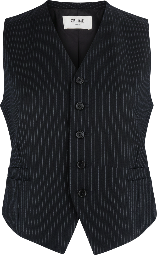Celine Celine Laine Pinstripes Vest (D36 / FR38) Zwart